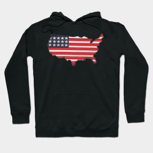 Embroidery American Flag Map Hoodie